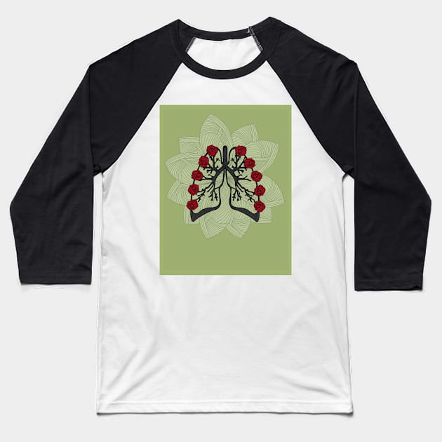 Breathing Roses Baseball T-Shirt by designsbyjuliee